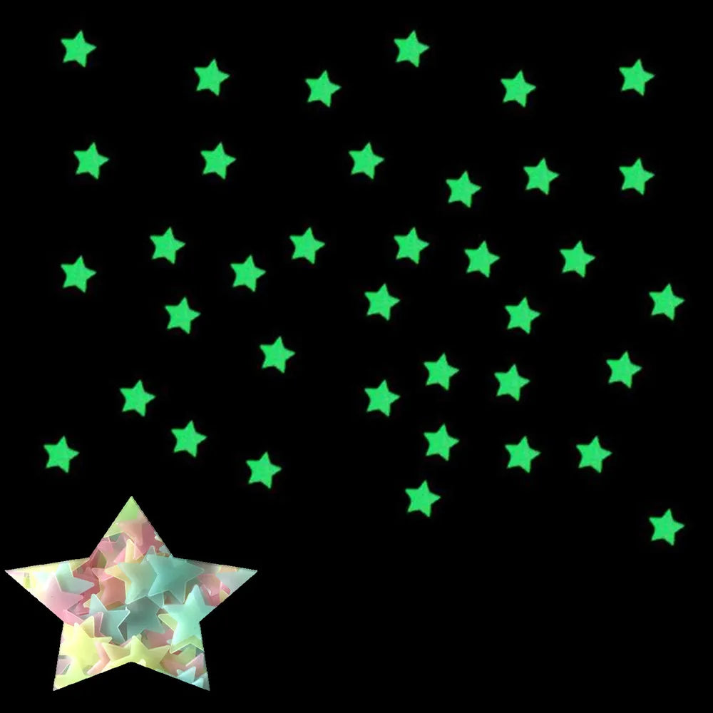 Glow-in-the-Dark Star Wall Stickers (100-Piece)