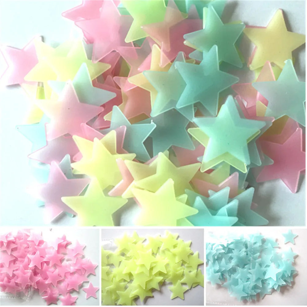 Glow-in-the-Dark Star Wall Stickers (100-Piece)