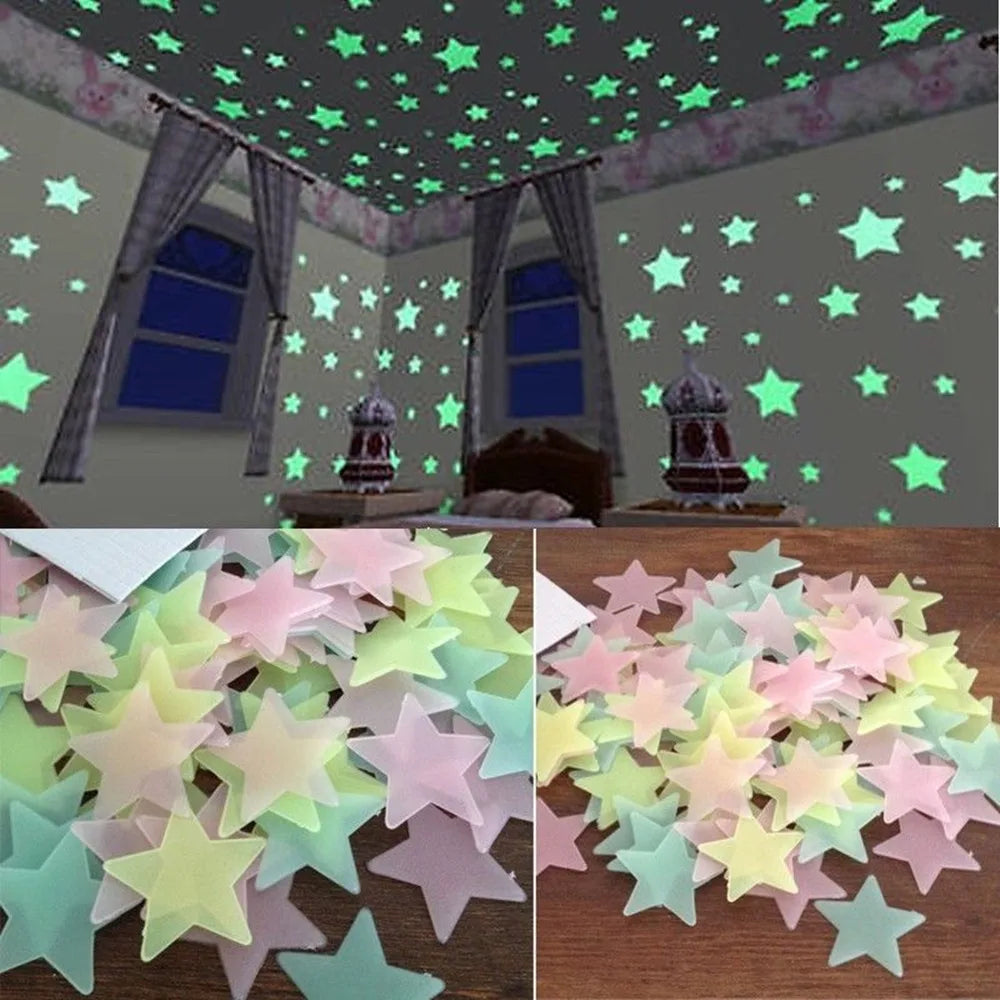 Glow-in-the-Dark Star Wall Stickers (100-Piece)
