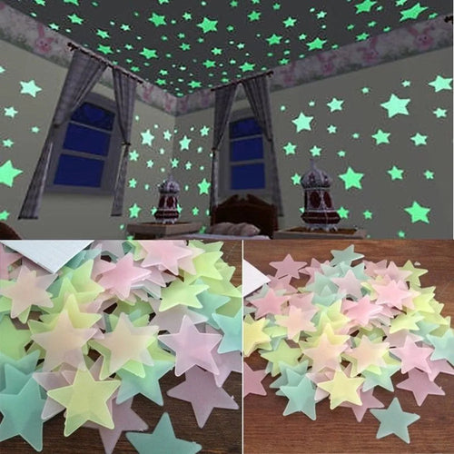 Glow-in-the-Dark Star Wall Stickers (100-Piece)